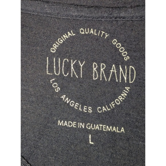 Lucky Brand Top Large Blue‎ Silver Print Scoop Neck 3/4 Sleeve Blouse - Picture 3 of 9